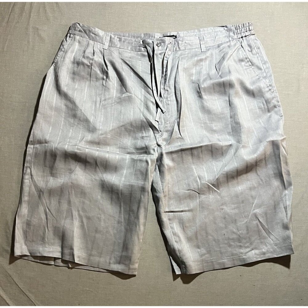 Delf Collection Shorts Mens 47‎ Gray Linen Drawstrings Pocketed Zip Button Men.